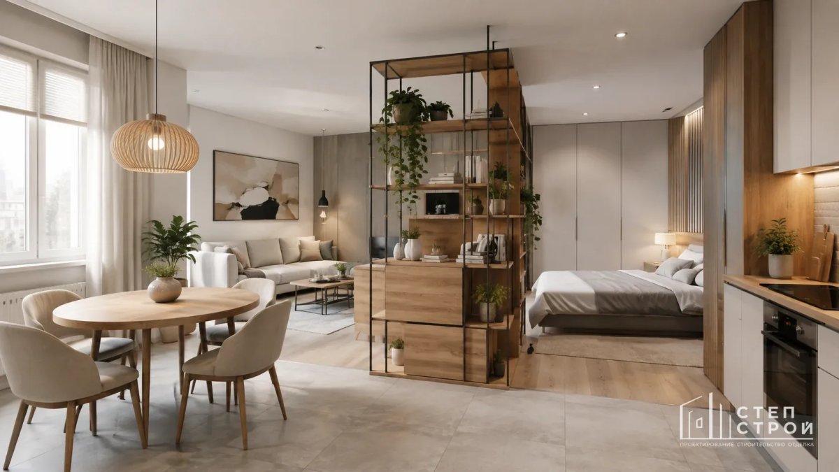 Как зонировать студию 25-35 м² без глухих перегородок?